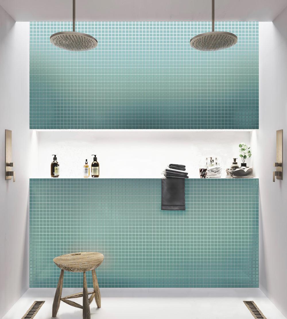 Glacier Aqua 1X1 Frosted Glass Tile | Tile Club