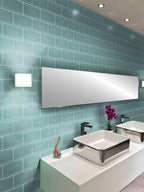 Glacier Aqua Frosted Glass Subway Tile Bathroom