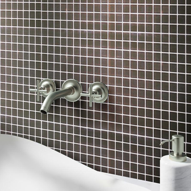 Glacier Ash Gray 1X1 Frosted Glass Tile | Tile Club