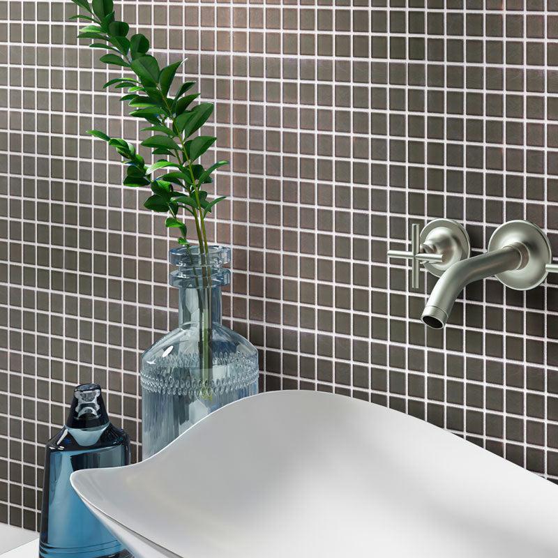 Glacier Ash Gray 1X1 Frosted Glass Tile | Tile Club