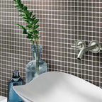 Glacier Ash Gray 1X1 Frosted Glass Tile | Tile Club