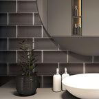 Glacier Ash Gray 3"X6" Polished Glass Subway Tile | Tile Club