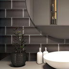 Glacier Ash Gray 3"X6" Polished Glass Subway Tile | Tile Club