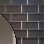 Glacier Ash Gray 3"X6" Polished Glass Subway Tile | Tile Club