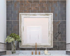 Dark Gray Glass Subway Tile Bathroom Wall