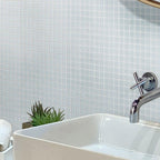 Glacier Aura Gray 1X1 Frosted Glass Tile | Tile Club