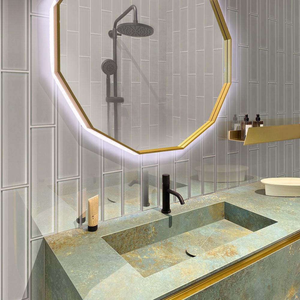 Glacier Aura Grayy Polished Glass Subway Tile