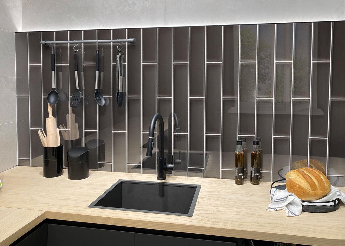 Glacier Black 3x12 Polished Glass Tile