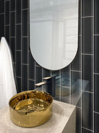 Glacier Black 4X16 Polished Glass Tile | Tile Club