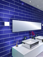 Glacier Cobalt Blue 3X6 Frosted Glass Subway Tile