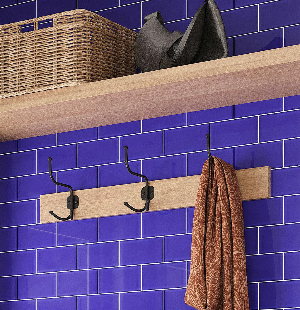 Glacier Cobalt Blue Glass Subway Tile Closet