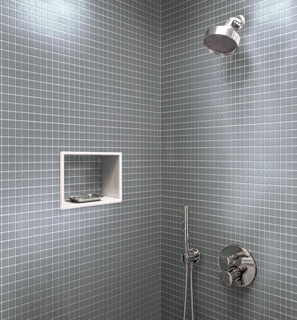 Glacier Gray 1X1 Frosted Glass Tile Sample