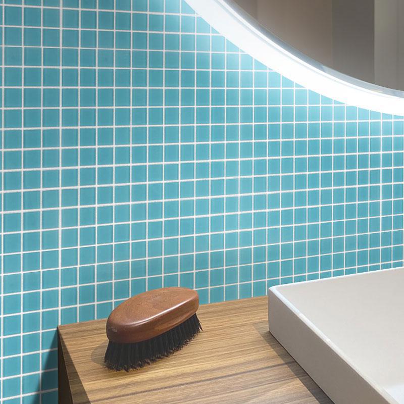 Glacier Laguna Blue 1X1 Frosted Glass Tile | Tile Club