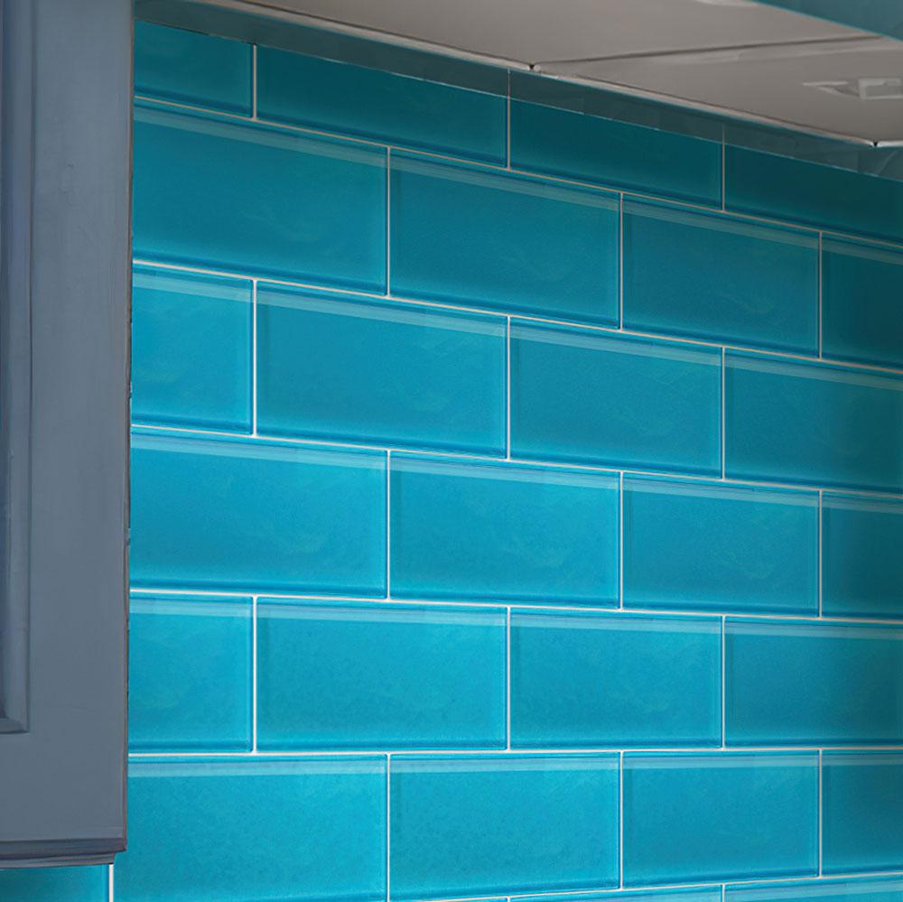 Glacier Laguna Blue 3X6 Frosted Glass Subway Tile | Tile Club