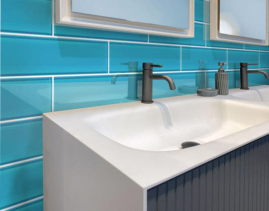 Glacier Laguna Blue 4X16 Polished Glass Tile | Tile Club