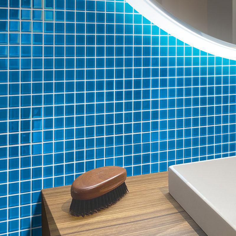 Glacier Ocean Blue 1X1 Polished Glass Tile | Tile Club