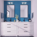 Blue glass subway tile bathroom wall tile
