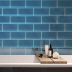 Glacier Ocean Blue 3" x 6" Polished Glass Subway Tile | Tile Club