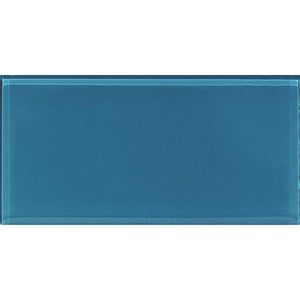 Glacier Ocean Blue 3" x 6"  Polished Glass Tile Sample