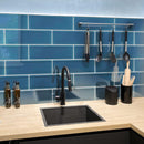 Ocean blue glass subway tile in large format