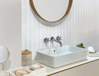 Bathroom with matte white subway tile
