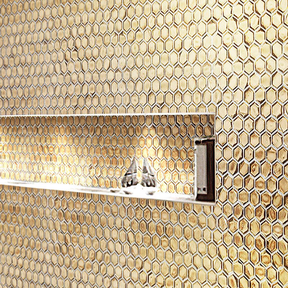 Glossy Gold Hexagon Glass Mosaic Tile | Tile Club