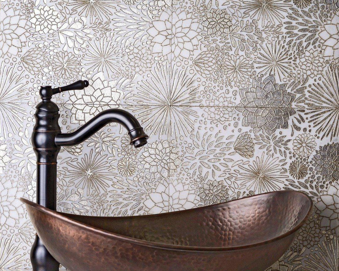 Gold Bouquet Marble Tile for Bathroom