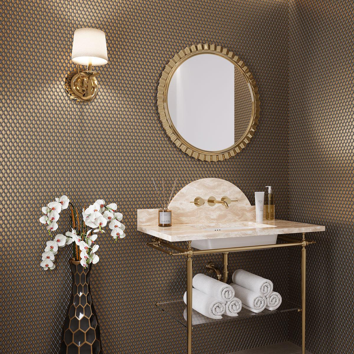 Gold Diamond Glass Mosaic Tiles for a downstairs bathroom wall