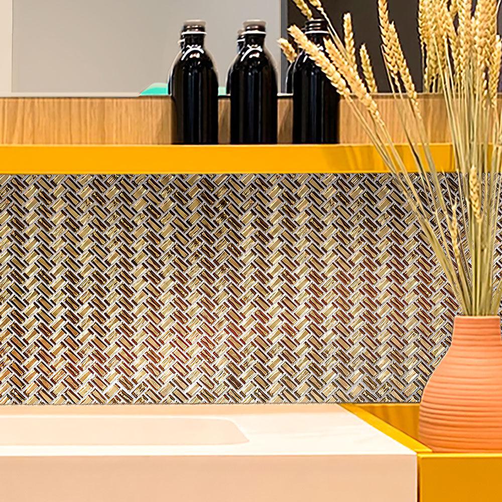 Gold Herringbone Mosaic Tile | Tile Club