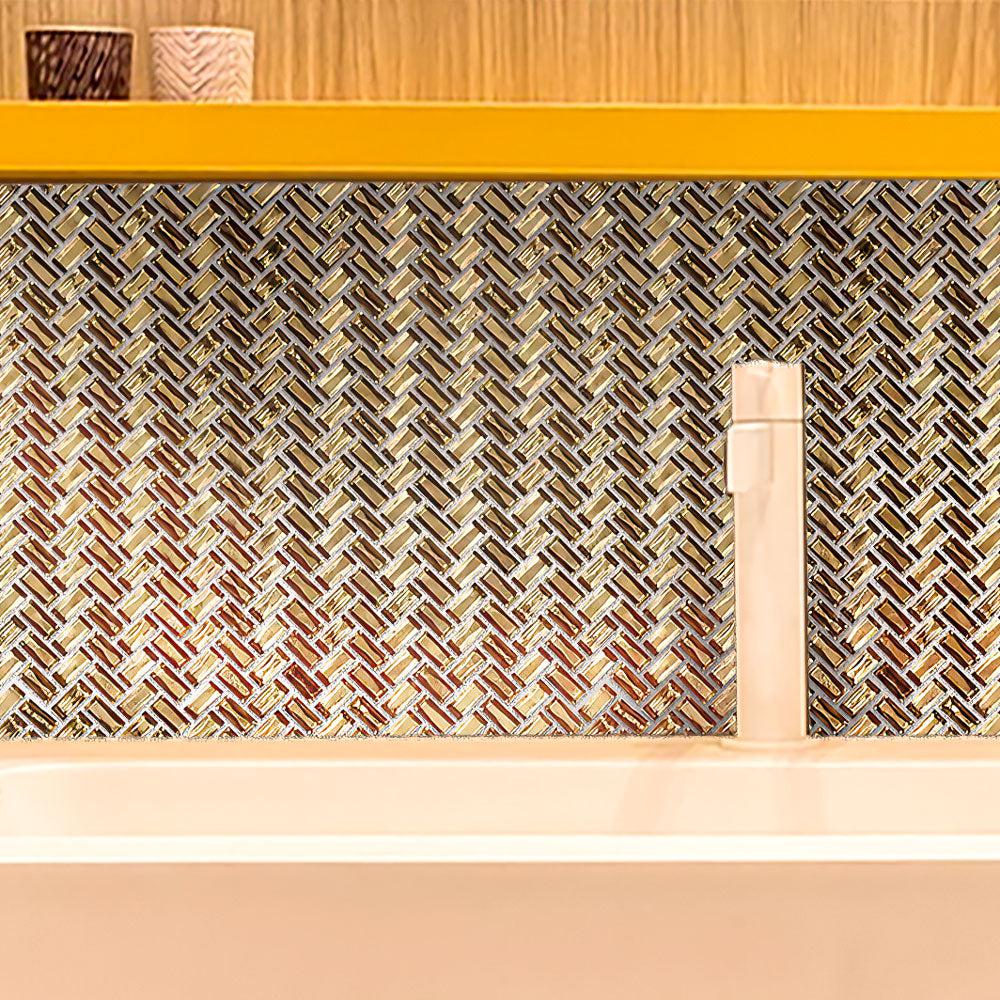 Gold Herringbone Mosaic Tile | Tile Club