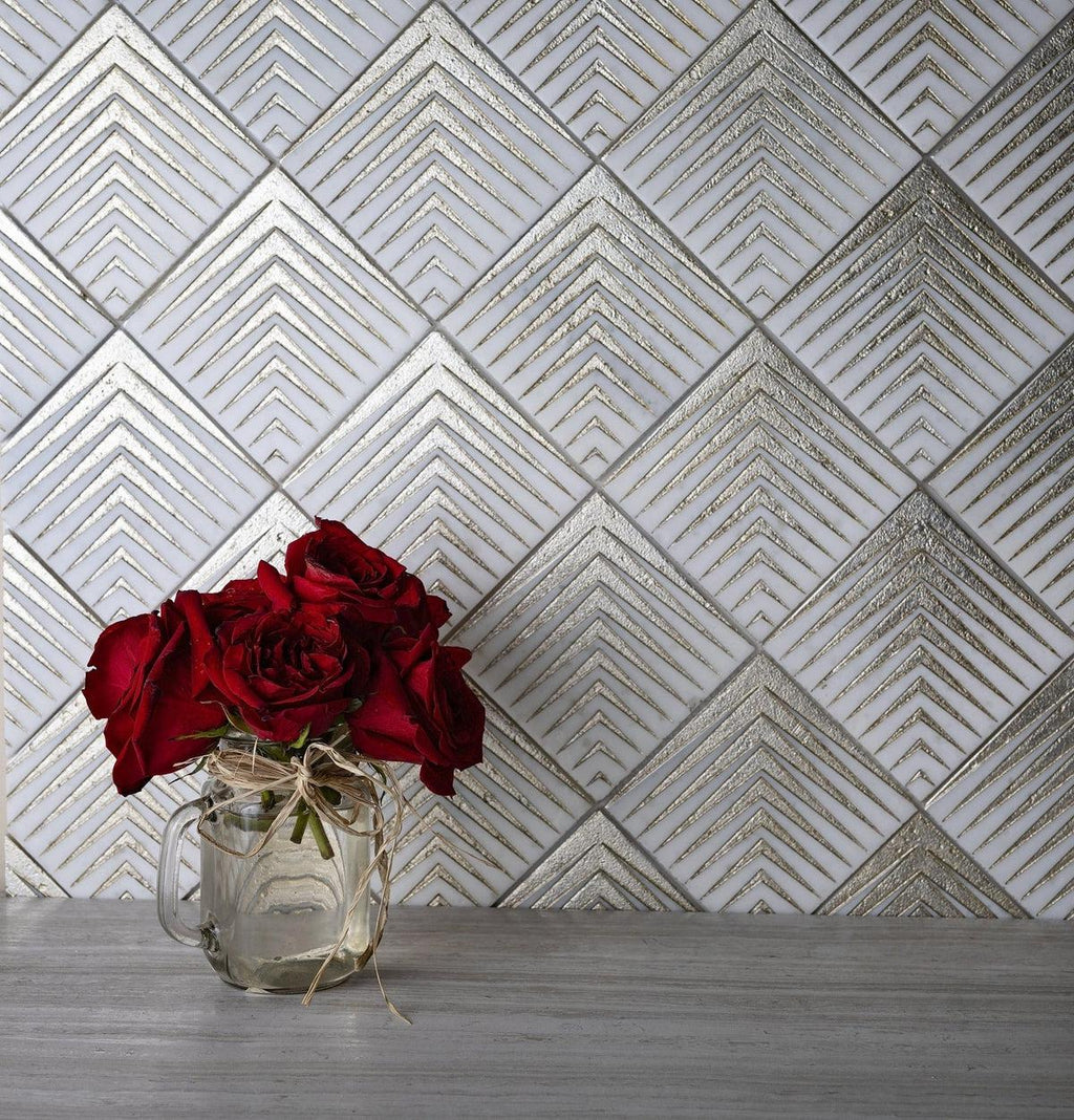 12" x 12" Golden Arrow Marble Mosaic Tile for living room background 