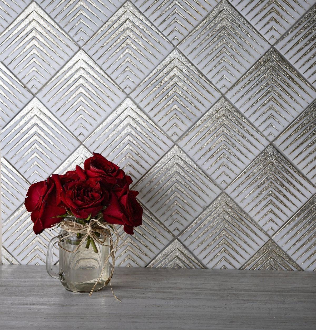 12" x 12" Golden Arrow Marble Mosaic Tile for living room background 