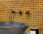 Golden Brown Squares Glass Tile | Tile Club