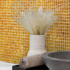 Golden Brown Squares Glass Tile | Tile Club