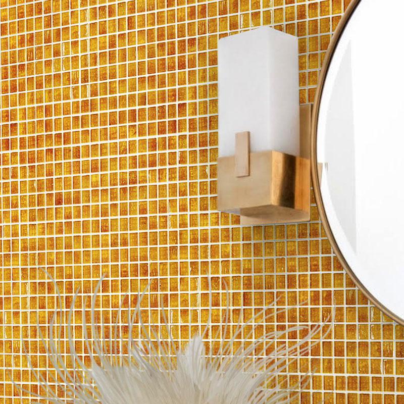Golden Brown Squares Glass Tile | Tile Club