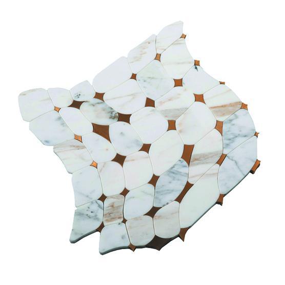 Golden Stars Calacatta Gold And Brass Mosaic Tile Sample