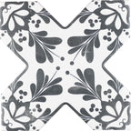 Santa Barbara Black Decorative Cross Ceramic Tile