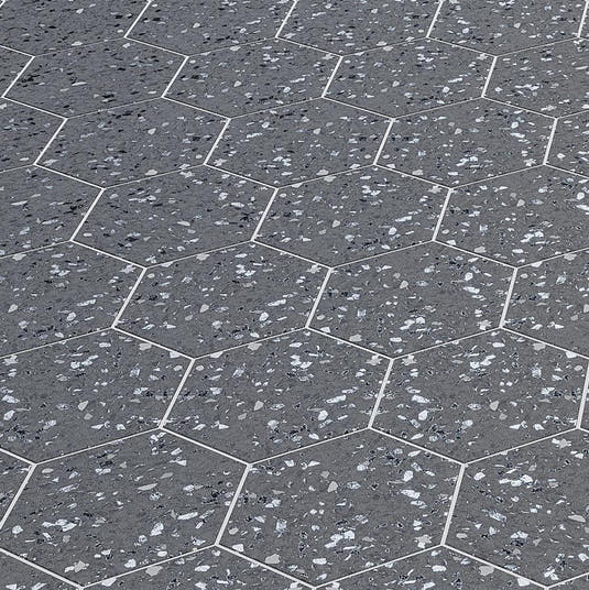 Graphite Gray Terrazzo Hex Porcelain Tile Floor