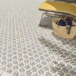 Gray and White Terrazzo Fleur Mosaic Tile outdoor floor