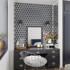 Gray Deco Fan Glass Mosaic Tile | Tile Club