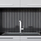 Modern Glass Herringbone Tile Backsplash for a Minimalist Kitchen
