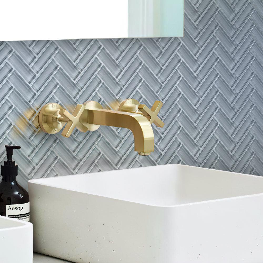 Gray Herringbone Glass Tile | Tile Club