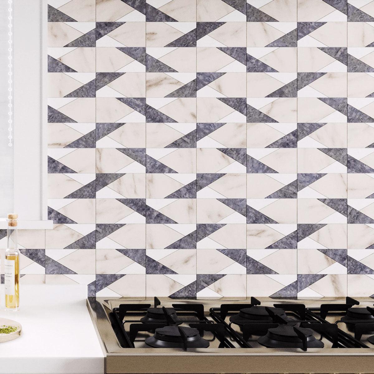 Gray and White Geometric Subway Tile Mosaic | Tile Club