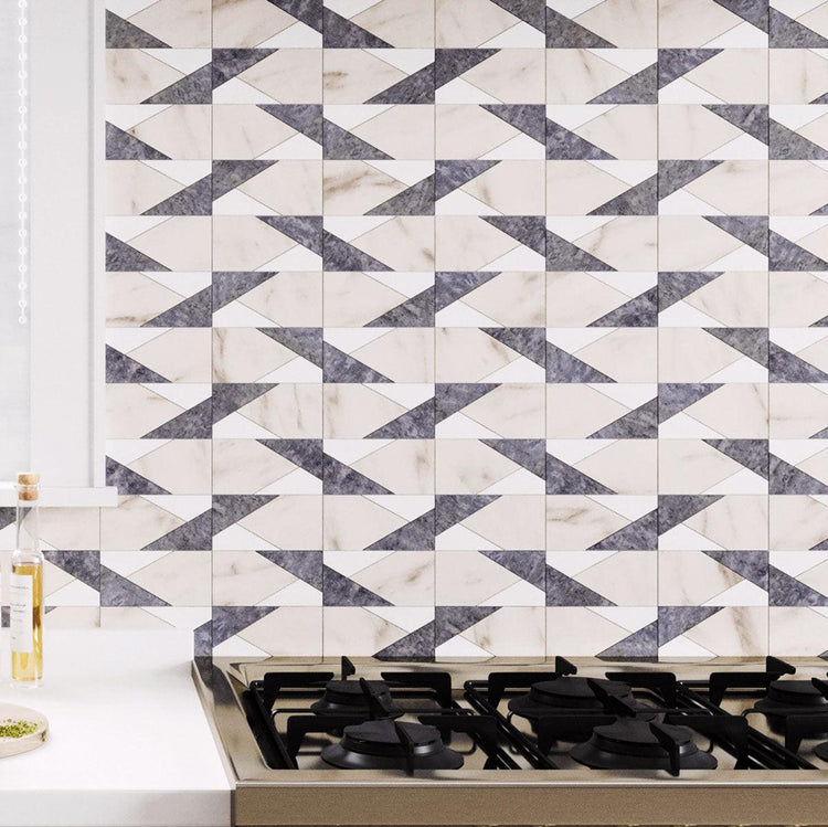 Gray and White Geometric Subway Tile Mosaic | Tile Club