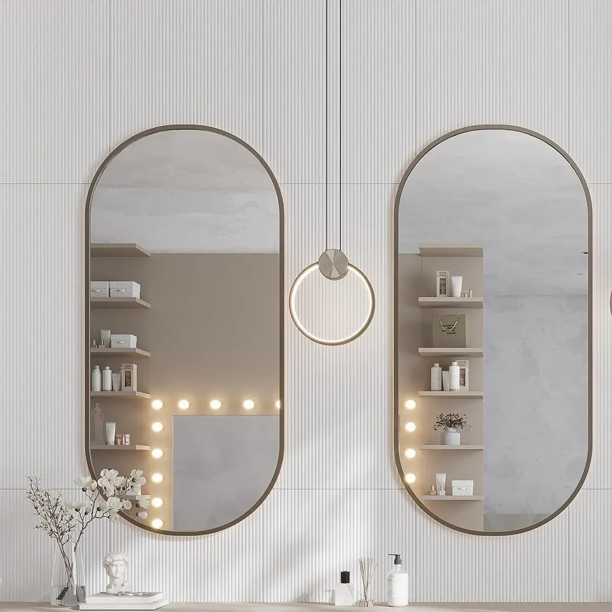 Grazioso Canne White Porcelain Tile 24x48 Commercial Salon Accent Wall