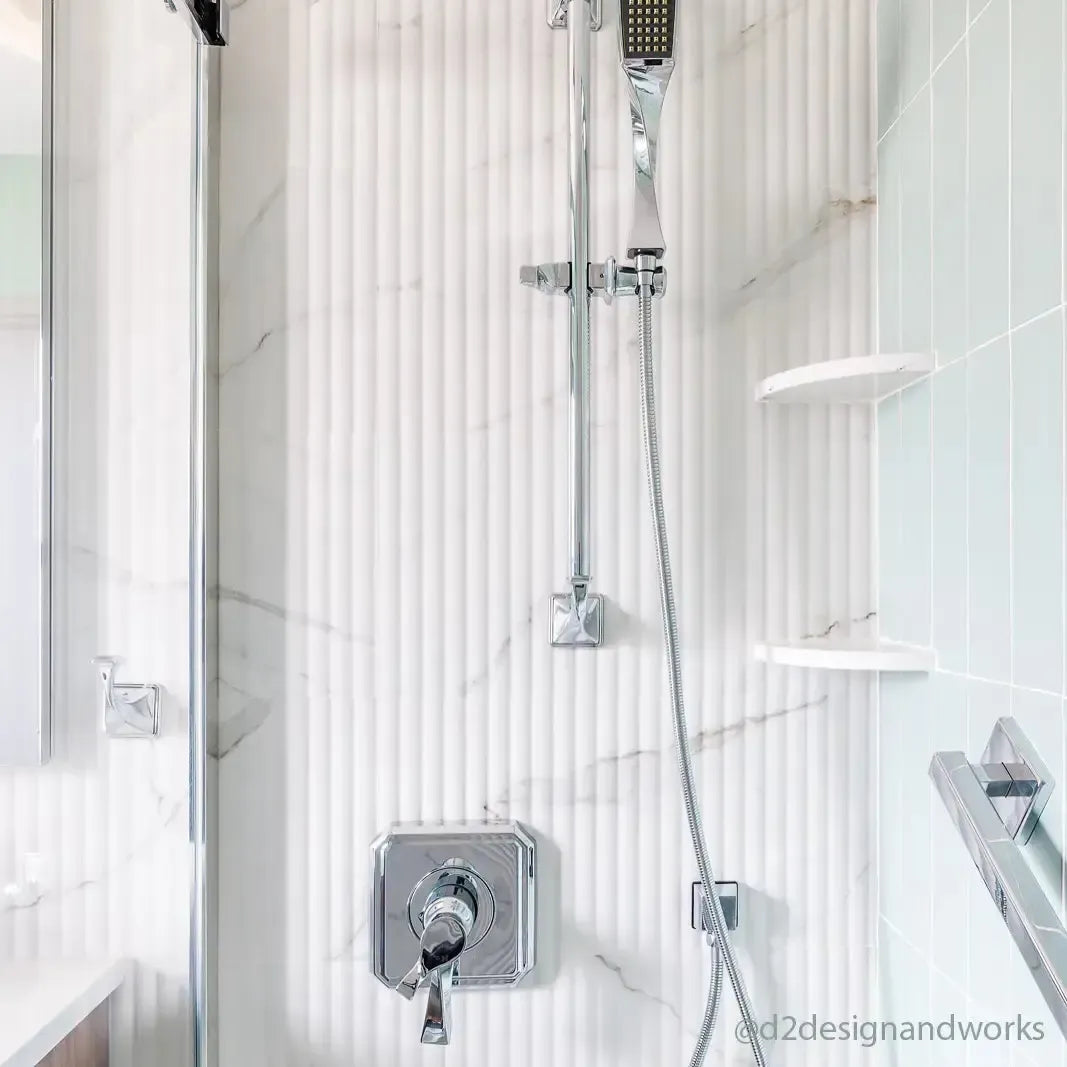 Ceramic Marble look fluted shower wall tile