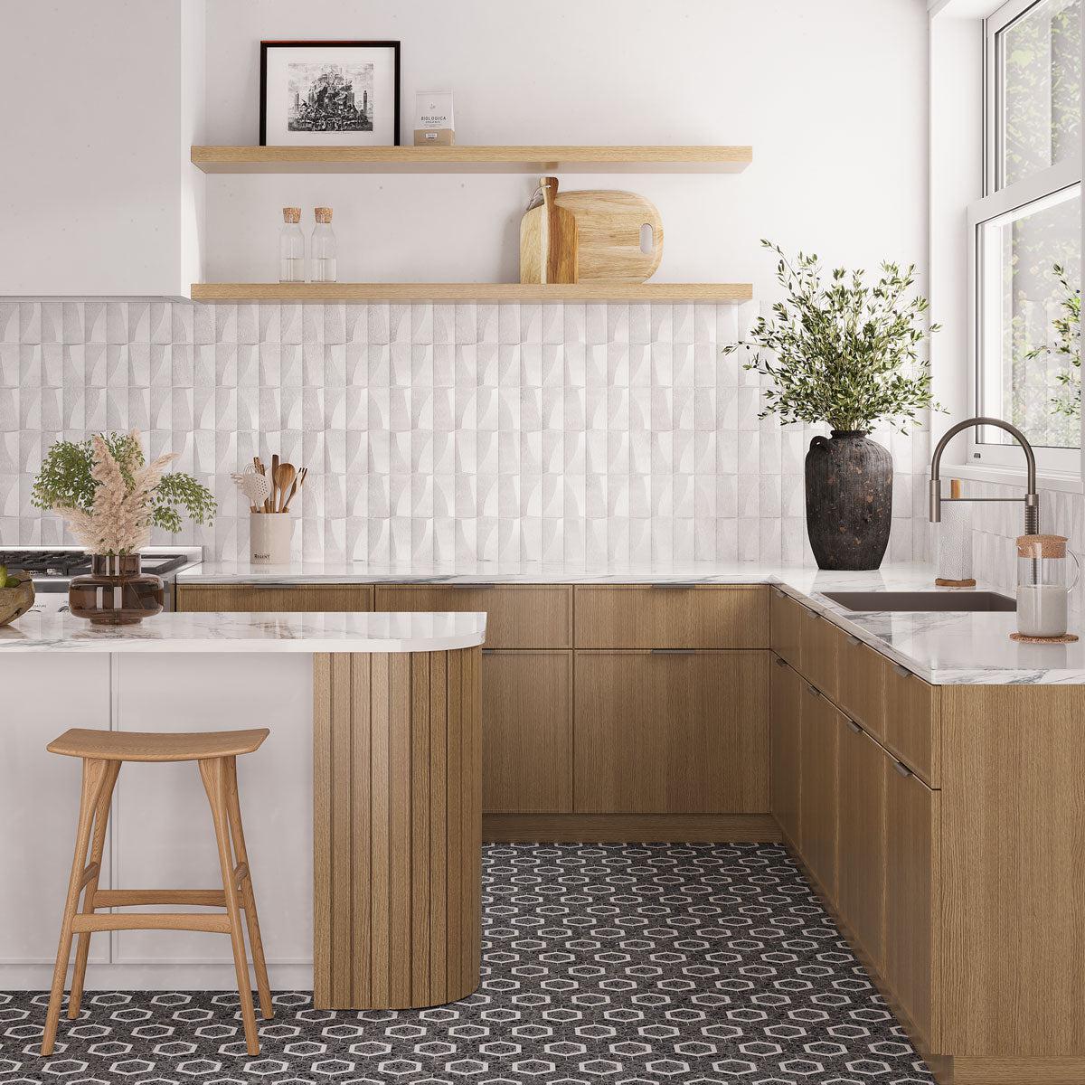 Grazioso Monument White 3D Ceramic Tile | Tile Club