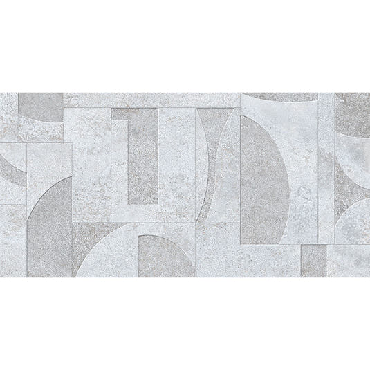 Grazioso White Concrete Geo Porcelain Tile 24x48 | Tile Club