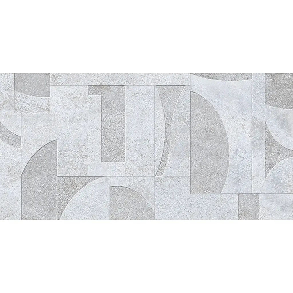 Grazioso White Concrete Geo Porcelain Tile 24x48 | Tile Club