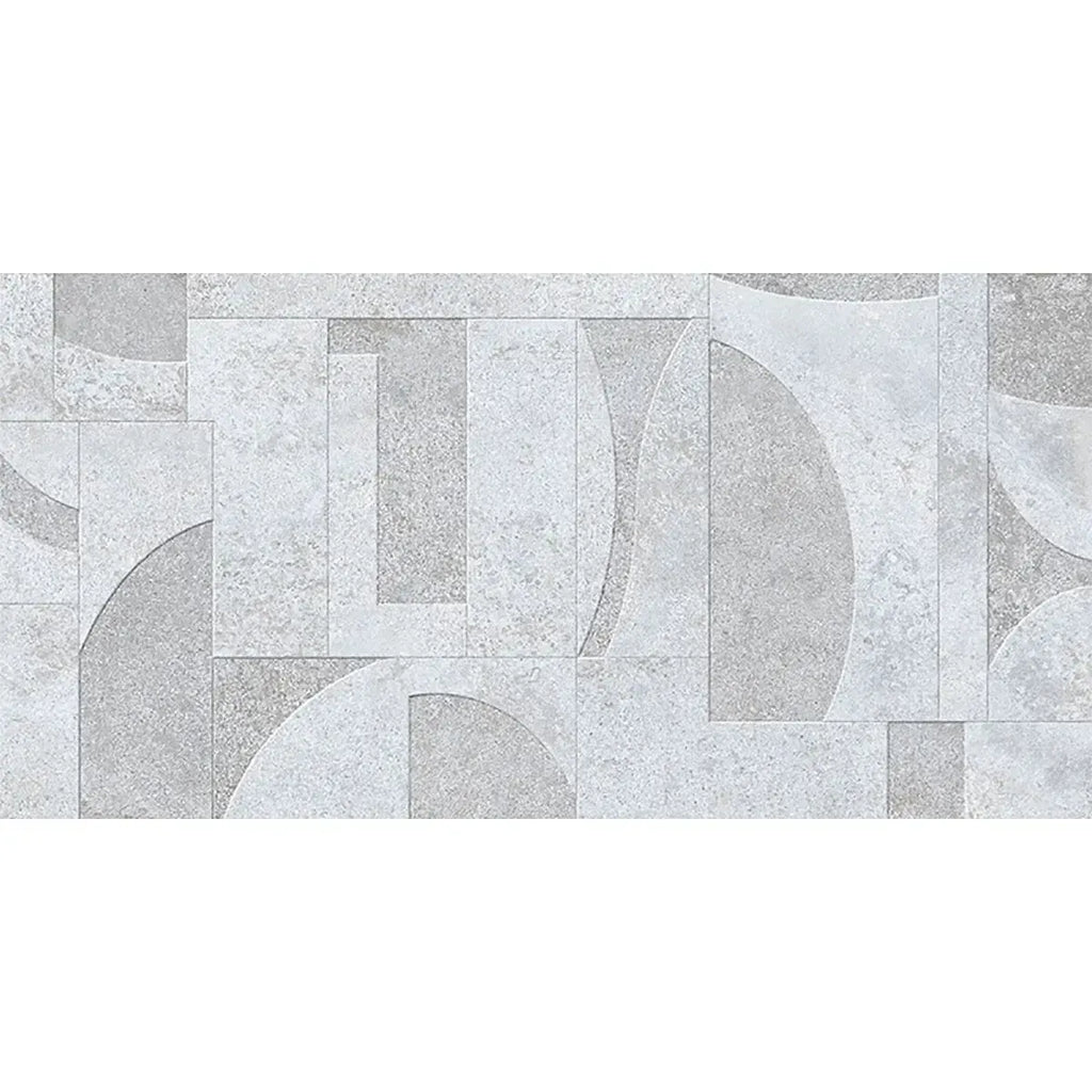 Grazioso White Concrete Geo Porcelain Tile 24x48 | Tile Club